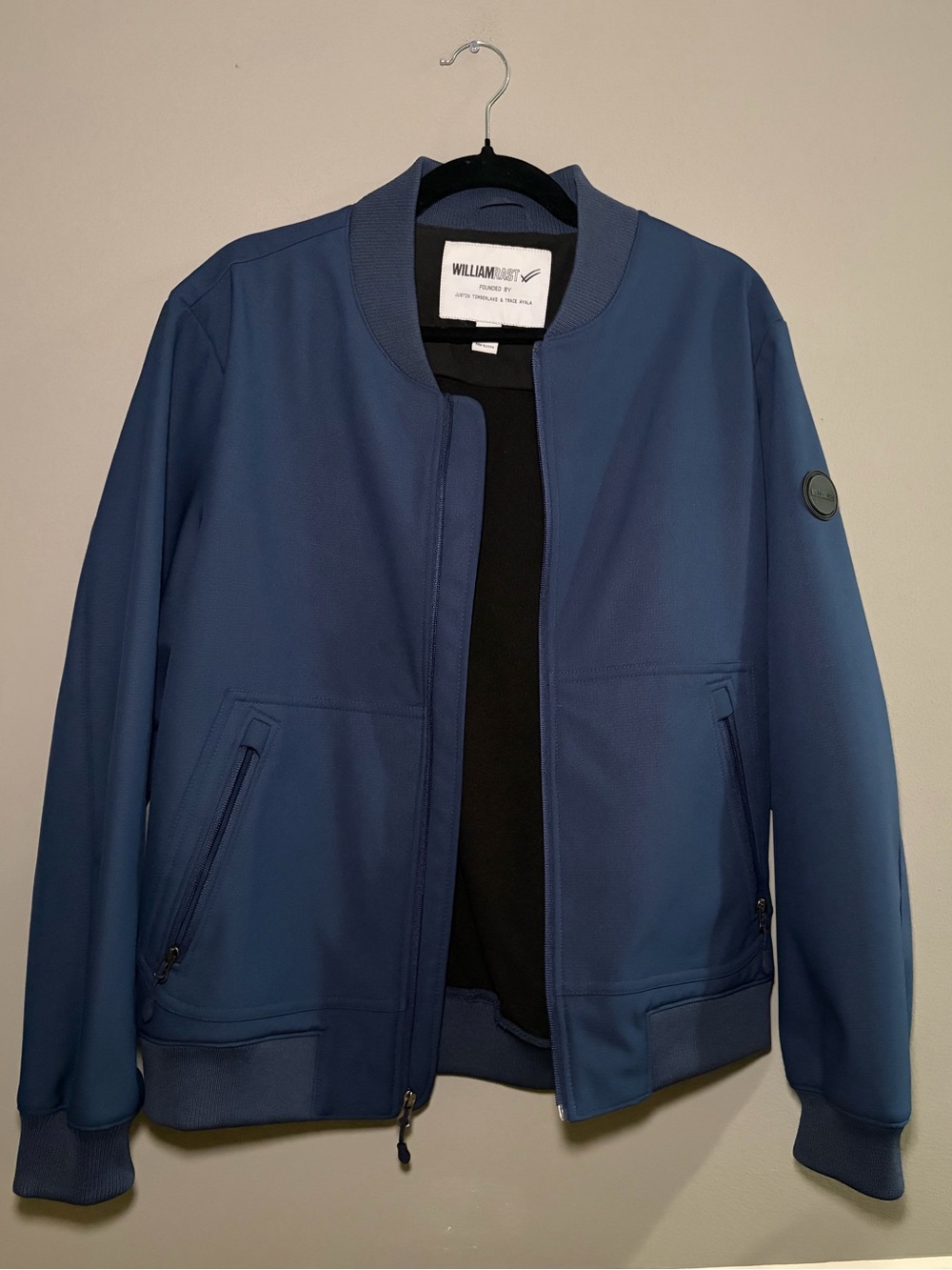 William Rast Justin Timberlake Navy Blue Bomber Jacket Men’s Medium Full Zip